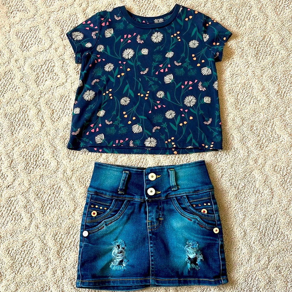 🌸 Gymboree Shirt+ Jean Skirt